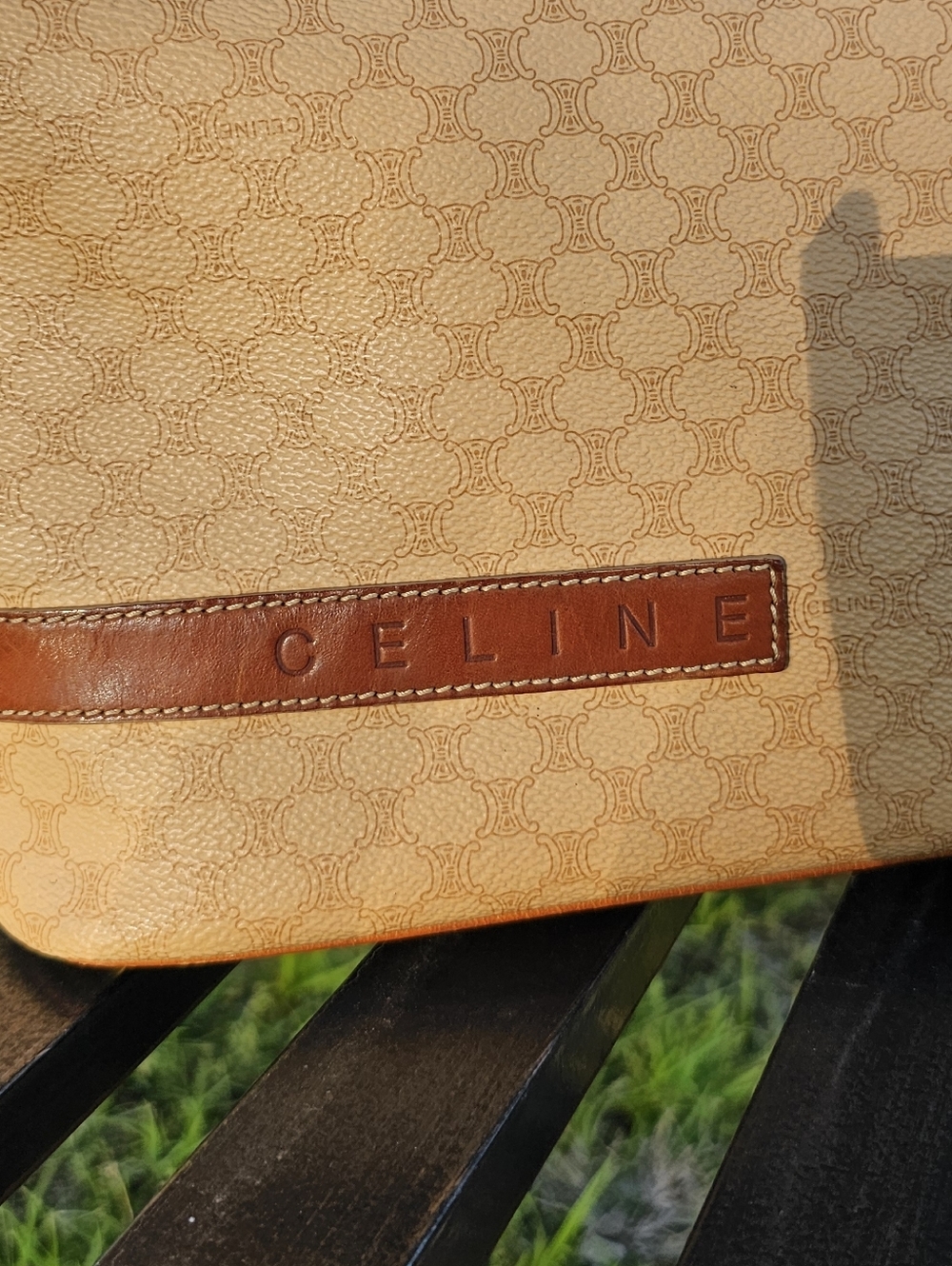 Celine Tan Monogram Shoulder Bag Vintage Bag In Beautiful Condition - Picture 3 of 15